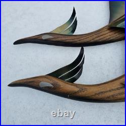 MCM Masketeers 1962 Metal Wood Flying Phoenix Crane Geese Wall Art Set Of 2
