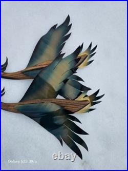 MCM Masketeers 1962 Metal Wood Flying Phoenix Crane Geese Wall Art Set Of 2
