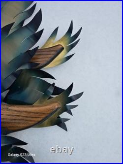 MCM Masketeers 1962 Metal Wood Flying Phoenix Crane Geese Wall Art Set Of 2