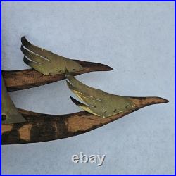MCM Masketeers 1962 Metal Wood Flying Phoenix Crane Geese Wall Art Set Of 2