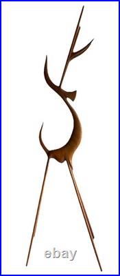 MCM Moderne 16 Wood (Teak) Leggy Slender Deer Gazelle Antelope Sculpture Rare