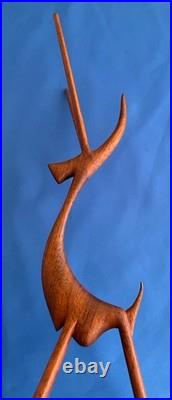 MCM Moderne 16 Wood (Teak) Leggy Slender Deer Gazelle Antelope Sculpture Rare