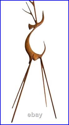 MCM Moderne 16 Wood (Teak) Leggy Slender Deer Gazelle Antelope Sculpture Rare