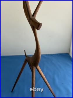 MCM Moderne 16 Wood (Teak) Leggy Slender Deer Gazelle Antelope Sculpture Rare