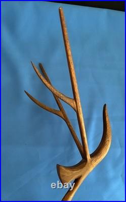 MCM Moderne 16 Wood (Teak) Leggy Slender Deer Gazelle Antelope Sculpture Rare