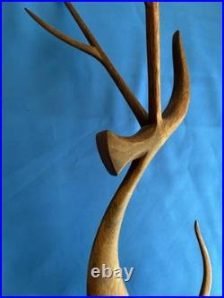 MCM Moderne 16 Wood (Teak) Leggy Slender Deer Gazelle Antelope Sculpture Rare