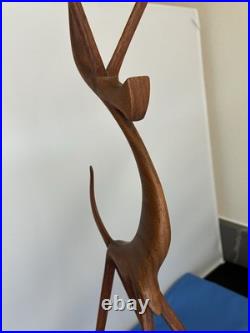 MCM Moderne 16 Wood (Teak) Leggy Slender Deer Gazelle Antelope Sculpture Rare