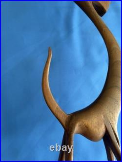 MCM Moderne 16 Wood (Teak) Leggy Slender Deer Gazelle Antelope Sculpture Rare