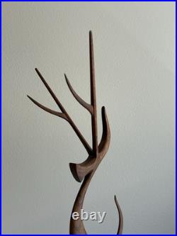 MCM Moderne 16 Wood (Teak) Leggy Slender Deer Gazelle Antelope Sculpture Rare