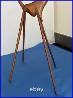 MCM Moderne 16 Wood (Teak) Leggy Slender Deer Gazelle Antelope Sculpture Rare