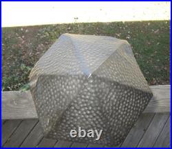 MCM Rare Marked Peter Marsh Chunk Glass Wrought Iron Wood Base Lamp 22 1/2 Tall