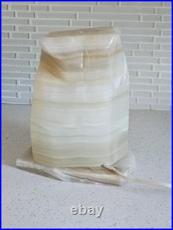 MID CENTURY MODERN CARVED FREEFORM ONYX LAMP PLUG-IN 10x9x7 26lbs RARE