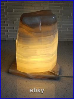 MID CENTURY MODERN CARVED FREEFORM ONYX LAMP PLUG-IN 10x9x7 26lbs RARE