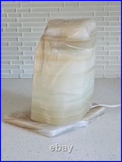 MID CENTURY MODERN CARVED FREEFORM ONYX LAMP PLUG-IN 10x9x7 26lbs RARE