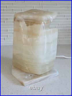MID CENTURY MODERN CARVED FREEFORM ONYX LAMP PLUG-IN 10x9x7 26lbs RARE
