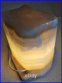 MID CENTURY MODERN CARVED FREEFORM ONYX LAMP PLUG-IN 10x9x7 26lbs RARE