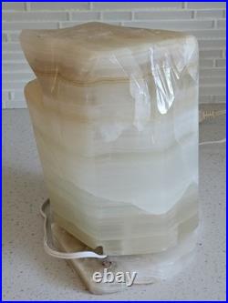 MID CENTURY MODERN CARVED FREEFORM ONYX LAMP PLUG-IN 10x9x7 26lbs RARE