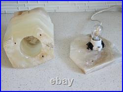 MID CENTURY MODERN CARVED FREEFORM ONYX LAMP PLUG-IN 10x9x7 26lbs RARE