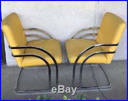 MID-CENTURY MODERN RARE 60's Milo Baughman Chrome Rainbow 2 Chair Set Yellow