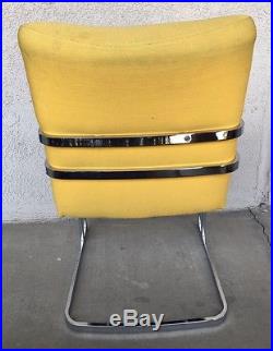 MID-CENTURY MODERN RARE 60's Milo Baughman Chrome Rainbow 2 Chair Set Yellow