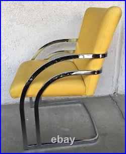 MID-CENTURY MODERN RARE 60s-70s Milo Baughman Yellow Chrome Rainbow 2 Chair Set