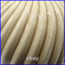 MID-CENTURY Pleated Ball Orb Ceramic Table Lamp Beige Tan RARE 10 Base