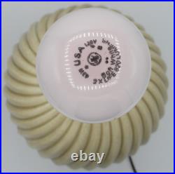MID-CENTURY Pleated Ball Orb Ceramic Table Lamp Beige Tan RARE 10 Base