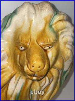 MID Century Italian Majolica Lion With Sancai Glazed Large Rare