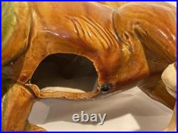 MID Century Italian Majolica Lion With Sancai Glazed Large Rare