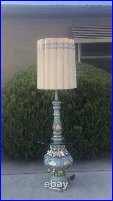 MID Century Modern Floor Lamp Vintage Glass Atomic Tiki Island Beach Blue Rare MID Century Modern Floor Lamp Vintage Glass Atomic Tiki Island Beach Blue Rare