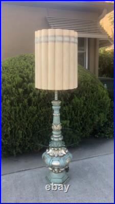 MID Century Modern Floor Lamp Vintage Glass Atomic Tiki Island Beach Blue Rare MID Century Modern Floor Lamp Vintage Glass Atomic Tiki Island Beach Blue Rare
