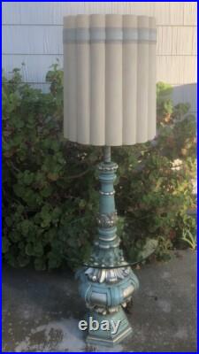 MID Century Modern Floor Lamp Vintage Glass Atomic Tiki Island Beach Blue Rare MID Century Modern Floor Lamp Vintage Glass Atomic Tiki Island Beach Blue Rare