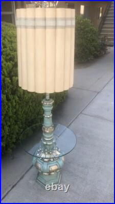 MID Century Modern Floor Lamp Vintage Glass Atomic Tiki Island Beach Blue Rare MID Century Modern Floor Lamp Vintage Glass Atomic Tiki Island Beach Blue Rare