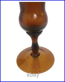 MID Century Modern Large Amber Glass Apothecary Jar Empoli Rare Italy