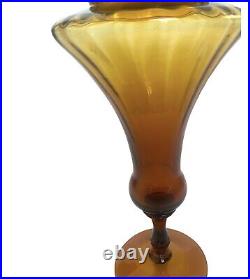 MID Century Modern Large Amber Glass Apothecary Jar Empoli Rare Italy