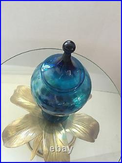 MID Century Modern Large Blue Glass Apothecary Jar Empoli Rare Italy