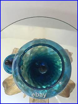 MID Century Modern Large Blue Glass Apothecary Jar Empoli Rare Italy