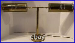 MID Century Modern Walter Von Nessen Bankers Double Rotating Desk Lamp 1950 Rare