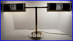 MID Century Modern Walter Von Nessen Bankers Double Rotating Desk Lamp 1950 Rare