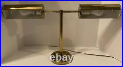 MID Century Modern Walter Von Nessen Bankers Double Rotating Desk Lamp 1950 Rare