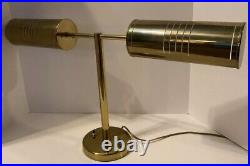 MID Century Modern Walter Von Nessen Bankers Double Rotating Desk Lamp 1950 Rare