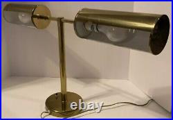 MID Century Modern Walter Von Nessen Bankers Double Rotating Desk Lamp 1950 Rare