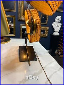Majestic Z Lamp 50s Retro Mid Century Modern Wood Gold 2 Shade Unique Rare