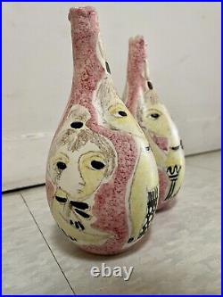 Marcello Fantoni for Raymor 1950's Double Vase Rare Mid-Century Italy Ceramic