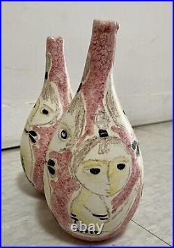 Marcello Fantoni for Raymor 1950's Double Vase Rare Mid-Century Italy Ceramic