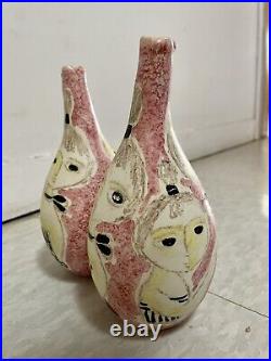 Marcello Fantoni for Raymor 1950's Double Vase Rare Mid-Century Italy Ceramic