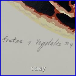 Marjorie Bean 1975 Frutas y Vegetales #4 Original Acrylic Painting Signed 24x22