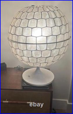 Massive Capiz Shell Globe Table Lamp Mid-Century Modern, Art Deco Style, Rare