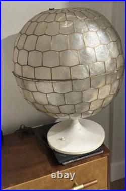 Massive Capiz Shell Globe Table Lamp Mid-Century Modern, Art Deco Style, Rare