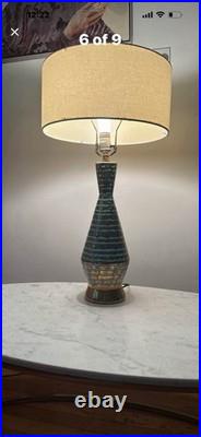 Matching Mid-Century Modern Vintage Gold/Turquoise Table Lamps RARE Stunning